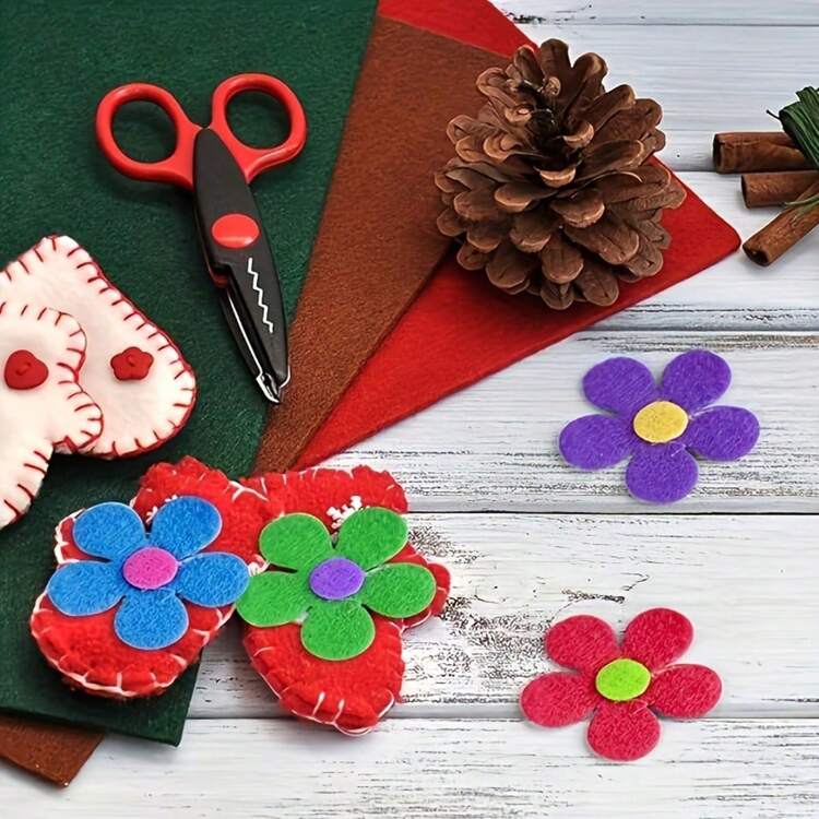 100 piezas/set Flores de fieltro multicolor | Apliques autoadhesivos de poliéster | Reutilizables y acabado mate | Ideal para manualidades de tela, proyectos DIY y decoraciones de aula | Diseños florales vibrantes para expresión creativa, suministros para hacer ramos - Multicolor - Añade 6