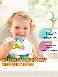 Zazumi 1 pieza Juguete de dentición con forma de flor de silicona para bebés recién nacidos, juguete de aprendizaje temprano y juego sensorial para el primer año de desarrollo con diseño de agarre fácil (estilo y accesorios aleatorios)