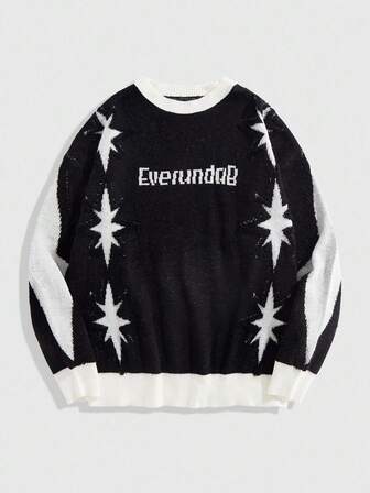 Street Life Pull tricoté jacquard vintage pour hommes, mode de rue, automne hiver