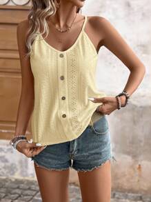 Brillora Correa decorativa con botones de unicolor y textura, casual para vacaciones - Amarillo - Ver 3