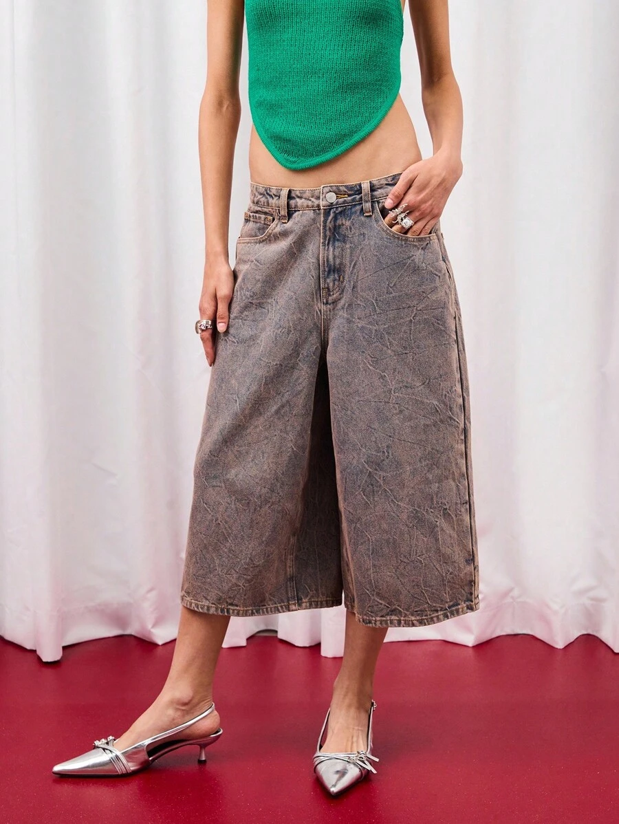 COUREZ Low Rise Longline Jorts In Pink Wash  /Y2K Going Out Outfits Fall Women Clothes Fall Clothes Winter Clothes For Women Low Rise Jeans