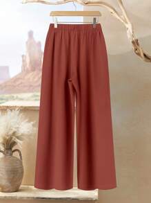 EMERY ROSE Plus Size Women 2pcs Elegant Casual Loose Long Sleeve Top And Pants Set, Suitable For Autumn/Winter,Two Piece Set Women - Multicolor - View 9