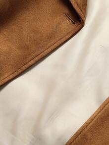 Aveloria Modichic Chaqueta de motociclista con ciervo y cinturón marrón, abrigo corto de lana - Marrón - Ver 8