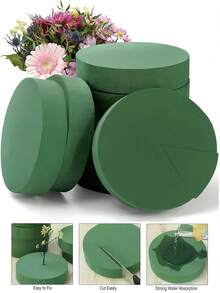 1/3/6 件多种尺寸花卉泡沫块、新鲜和人造花泡沫砖、绿色干湿花泡沫植物泡沫，适用于新鲜和人造花布置 DIY 工艺、婚礼装饰、园艺项目、桌面中心装饰。 - 綠色 - 查看 1