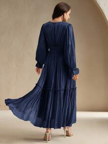 Anewsta Vestido casual elegante con decoración floral para mujer - azul real - Ver 2