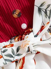 SHEIN Young Girl New Arrival Printed Long Sleeve A-Line Dress With Cinched Waist