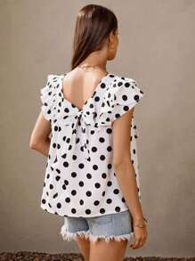 Wildy Camisa de mujer con estampado de lunares y decoración de lazo - Multicolor - View 2