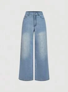 Sweetra Women's Casual Straight-Leg Denim Jeans - Blue - View 2