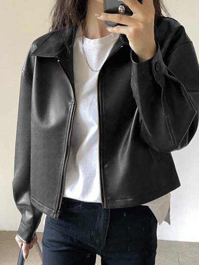 DAZY 女士秋季新款休闲短款宽松夹克，秋季女装