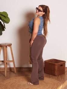 Lupita Cardoza Áo sơ mi denim không tay buộc phía trước hở lưng thường ngày dành cho nữ - Rửa tối - Xem 6