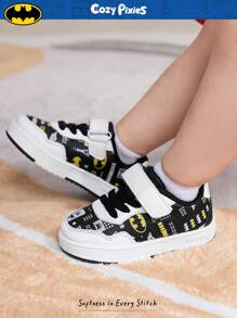 BATMAN X Cozy Pixies Giày thể thao cổ thấp xuân/thu cho bé trai, thời trang hợp tác với DC, phù hợp để mang hàng ngày, dễ dàng xỏ/tháo, đế bền chống trượt, thiết kế mũi giày chống va chạm, giày thời trang - Nhiều màu - Xem 2