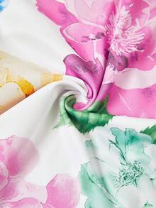 Ellevyn Đầm ôm sát họa tiết hoa cổ vuông nhún eo thanh lịch dành cho nữ - Nhiều màu - Xem 5