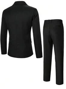 Calvornis 男士日常畅销服装，时尚链条配饰，时尚休闲婚礼优雅黑色西装外套，适合新郎，Old Money