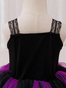 Glamorique Kids Halloween Kids Dress, Partywear, Halloween Children's Ball Dress, Autumn Dress, Elegant Wedding Guest Dress, Outdoor Clothing, Baby Girl Princess Dress, Black Knitted Spider Web Printed Suspender Mesh Dress, Stage Performance, Halloween Costume, Lace Pattern, Birthday Party, Festival COS Huali Dress, Four Seasons Dress Baby Girl Halloween Dress Toddler Halloween Dress Purple And Black Baby Dress Baby Tutu Dress Purple, Halloween Clotheshalloween Costumes Halloween Clothes Fall Winter