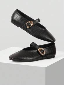 MOTF PREMIUM GIÀY MARY JANE MŨI VUÔNG BẰNG DỄ ĐI LẠI, THOẢI MÁI, ĐA NĂNG DÀNH CHO NỮ - màu đen - Xem 4