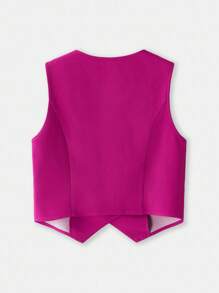 MAIJA 沙滩休闲方领蕾丝边修身吊带背心 - 中紫紅色 - 查看 7