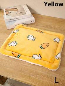 1 pieza Colchoneta de mascota de franela con diseño de dibujos animados, alfombrilla de dormir/pies gruesa, suave y cálida para las 4 estaciones, diseño reversible, acogedora y cómoda