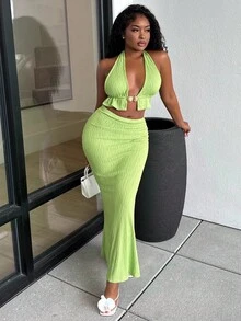 Alexandranx Women Two Pieces Outfits For Daily Wear - Green - View 6