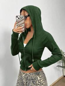 StreetHx Lässiger einfarbiger Reißverschluss-Kapuzenpullover