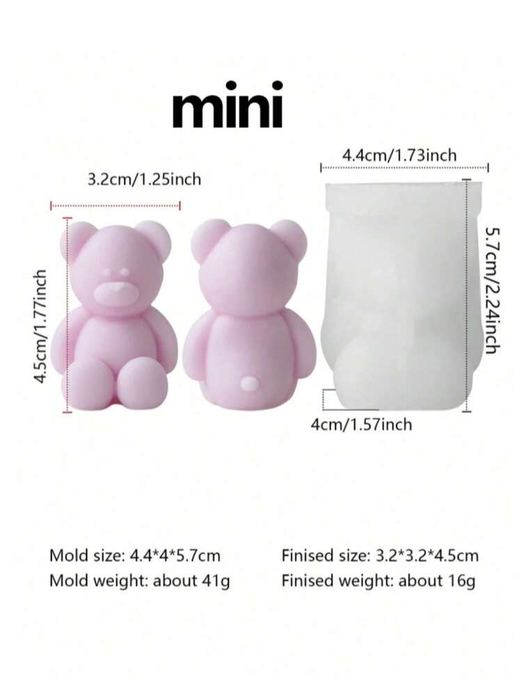 创意迷你熊形硅胶模具 - 生活艺术创作器，硅胶材质，易于拆卸和清洁，专为蜡烛制作、石膏雕塑和创意绘画而设计。重返校园。 - 白色 - 查看 13