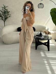 RebeccaVibe Trang phục hai mảnh dành cho phụ nữ mặc hàng ngày - Màu Khaki - Xem 2