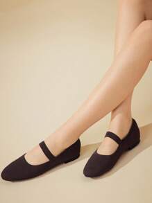 CUCCOO BASICS 女士圆头平底棕色系带弹性舒适透气玛丽珍平底鞋，适合日常通勤和休闲穿着 - 咖啡棕 - 查看 3