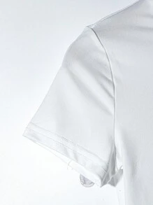 Áo thun bó sát màu trơn đơn giản - trắng - Xem 3