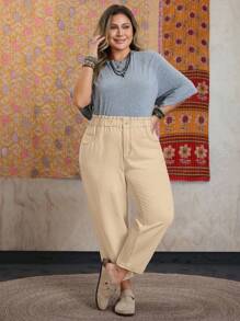 EMERY ROSE Plus Size Casual Solid Color Tapered Jeans