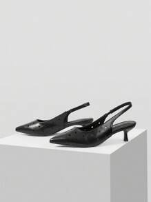 Mnmlis Zapatos de tacón alto con punta elegante para mujer - Negro - Ver 2