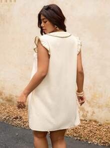 Elaquor Plus Size Women Vacation Casual Cap Sleeve Button Front Midi Dress