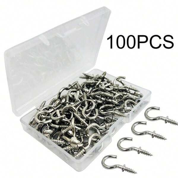 100pcs 0.5 Inch Small Screw Hooks, 1/2 Inch Mini Screw Eye Hooks Jewelry Hooks Micro Metal Screws For Woodwork, Wall, Jewelry, Crafts, Keychains, Plants, Wind Chimes