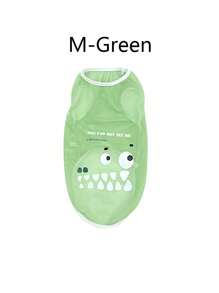 Ropa para perro de malla transpirable de verano/primavera con estampado de dibujos animados que se asemeja a un oso de pelo dorado Keji - Verde - Ver 16