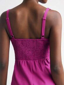 Maija 梅红色修身腰部细节紧身胸衣设计无袖短裙，简约修身百搭，适合秋季 - 中紫紅色 - 查看 4