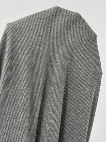 SHEIN LUNE Knitted Ribbed Lace Patchwork Backless Tie-Up Bow Sexy Minimalist Women Mini Dress - Grey - View 8