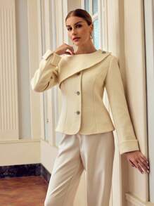 ZEYLAH معطف من خليط الصوف البيج أنيق وعصري، مناسب للتنقل