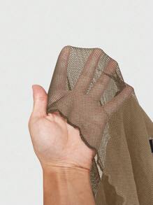 ROMWE Grunge Punk Punk Rivet Mesh Cutout Shoulder Women T-Shirt, Music Festival, Summer - Brown - View 7