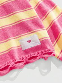 ROMWE MEN Prep Spring Casual Graphic Red Men'S Kpop Crew Neck Striped Print Knit Sweater, Unisex Fashion , Fall Winter - Multicolor - View 4