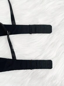 SHEIN 2pcs Women's Solid Color Minimalist Wire-Free Bras - Black - View 5