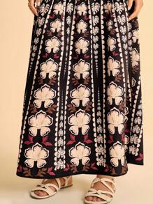 CAJUNI 女士花卉印花百褶裙，时尚度假秋装/动物印花裙 - 彩色 - 查看 5