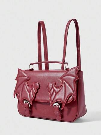 Gothic Style Bat Wing Pattern Shoulder/Backpack, Halloween, Halloween Bags Perfect For Fancy Party Matching With Halloween Costumes