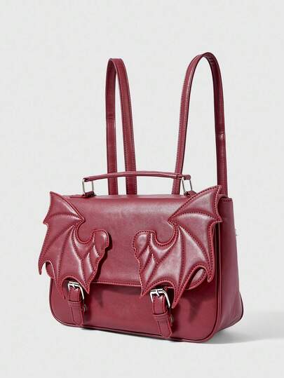 Goth Gothic Style Bat Wing Pattern Shoulder/Backpack, Halloween, Halloween Bags Perfect For Fancy Party Matching With Halloween Costumes