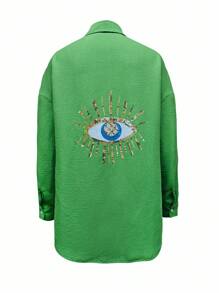 Women's Long Sleeve Shirt, Minimalist And Fashionable, Suitable For Summer - Green - View 6