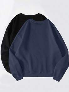 2pcs Men's Minimalist Casual English Text Print Sweatshirts - Multicolor - View 2