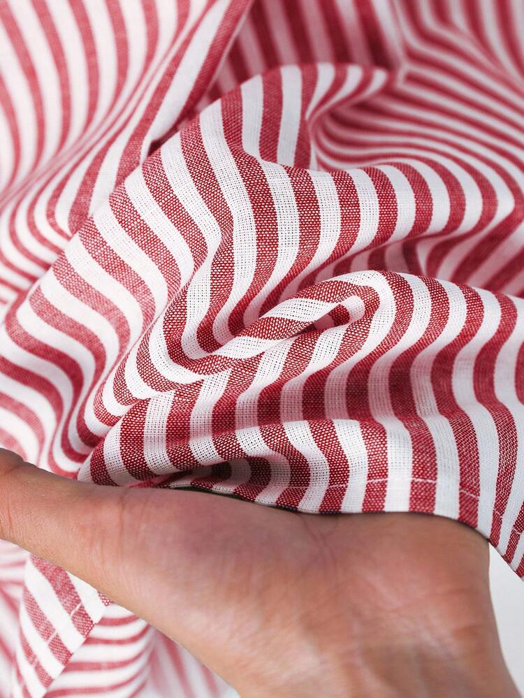 Plus Size Striped Print Pocket Casual Versatile Skirt\Summer\Vacation  Summer Outfits Summer Clothes  Spring  Spring Outfit Women Spring Clothes Country Style For Women