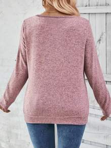 INAWLY Suéter Casual de Malha Macia com Decote em V, Manga Longa, Botões Laterais e Pregas, Outono/Inverno