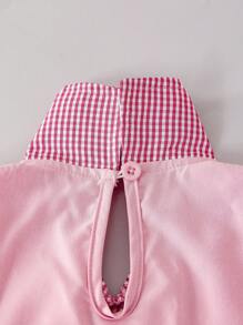 SHEIN 2 件女童甜美格子长袖翻领衬衫和中长 A 字裙套装，适合派对、郊游、学校、通勤、返校季、音乐节、休闲装 - 彩色 - 查看 7