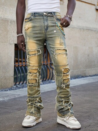 Street Life Men's Pocket Frayed Skinny Casual Jeans