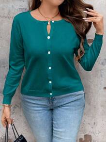 EMERY ROSE Cárdigan sólido versátil y casual de talla grande