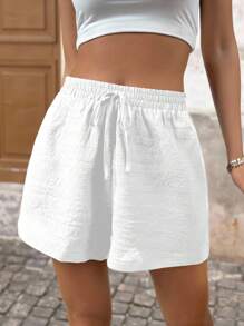 Brillora Summer Beach Solid Knot Waist Shorts