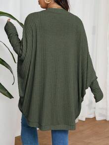 SHEIN Frenchy Plus Size Casual Loose Ribbed Knit Cardigan Sweater,Fall Clothes For Women Winter Autumn